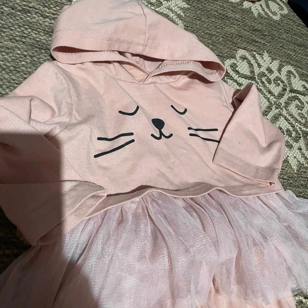 Pink Cat Face Baby Outfit with Tulle‎ Skirt size 86 (3-6
